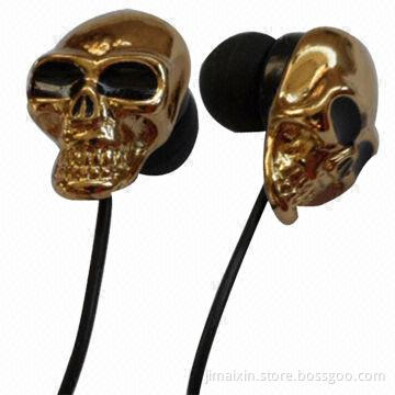Skull earphones, CE and FCC certified, 3.5mm stereo plug